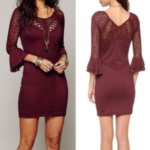 Free People City Girl Crochet Body Con Dress